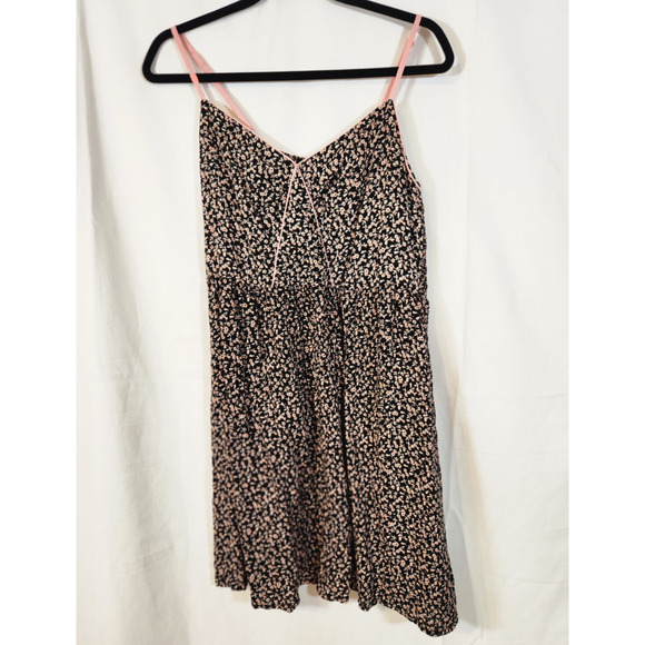 Xhilaration Large $45 Black Ditsy Pink Floral Babydoll 90s‎ Y2K Stretch Dress - Picture 5 of 10